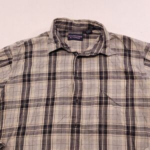 Roundtree & Yorke Tartan Flannel Long Sleeve Shirt Mens Size Extra Large XL Gray